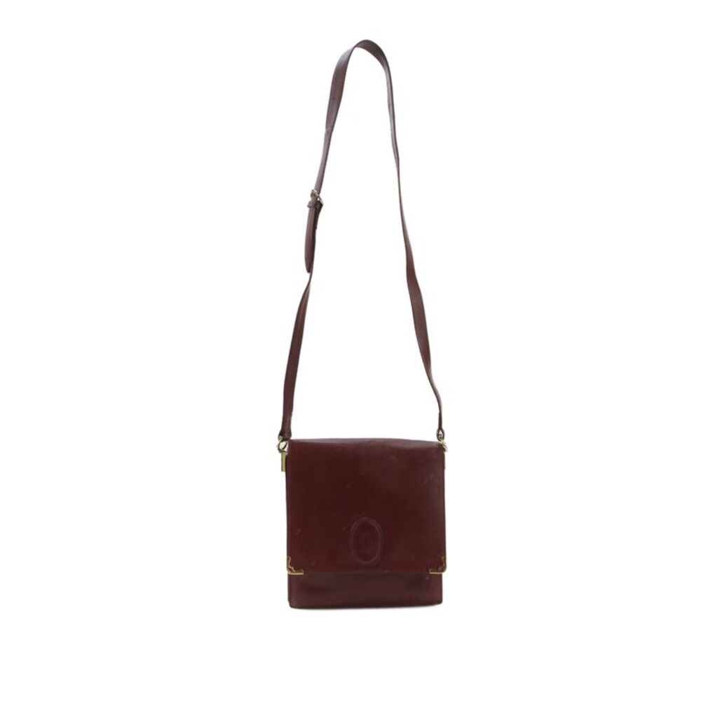 Cartier Womens Leather Le Must Snap Closure Shoulder Handbag Red